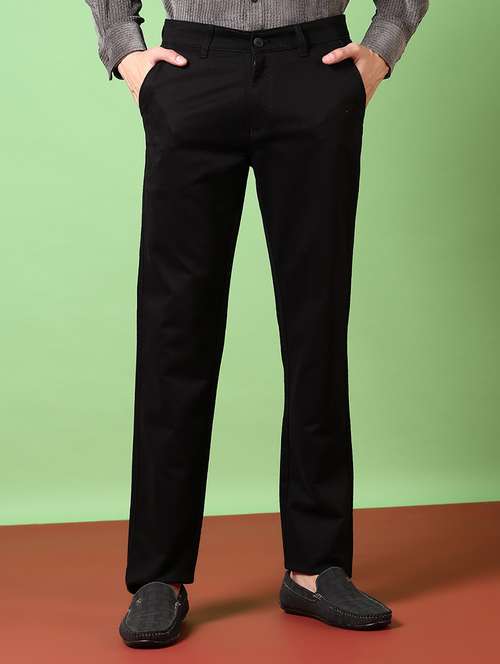 men solid mid rise chinos trouser - 21684083 -  Standard Image - 0