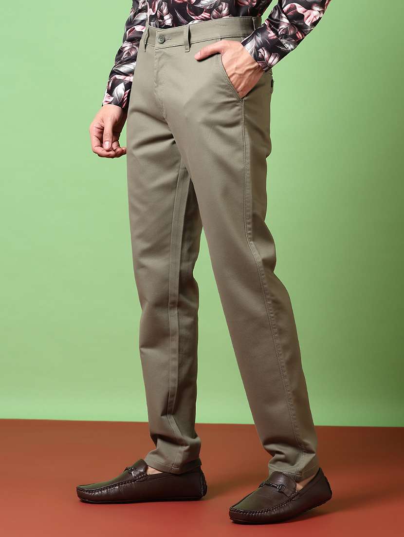 men solid mid rise chinos trouser - 21684084 -  Standard Image - 1