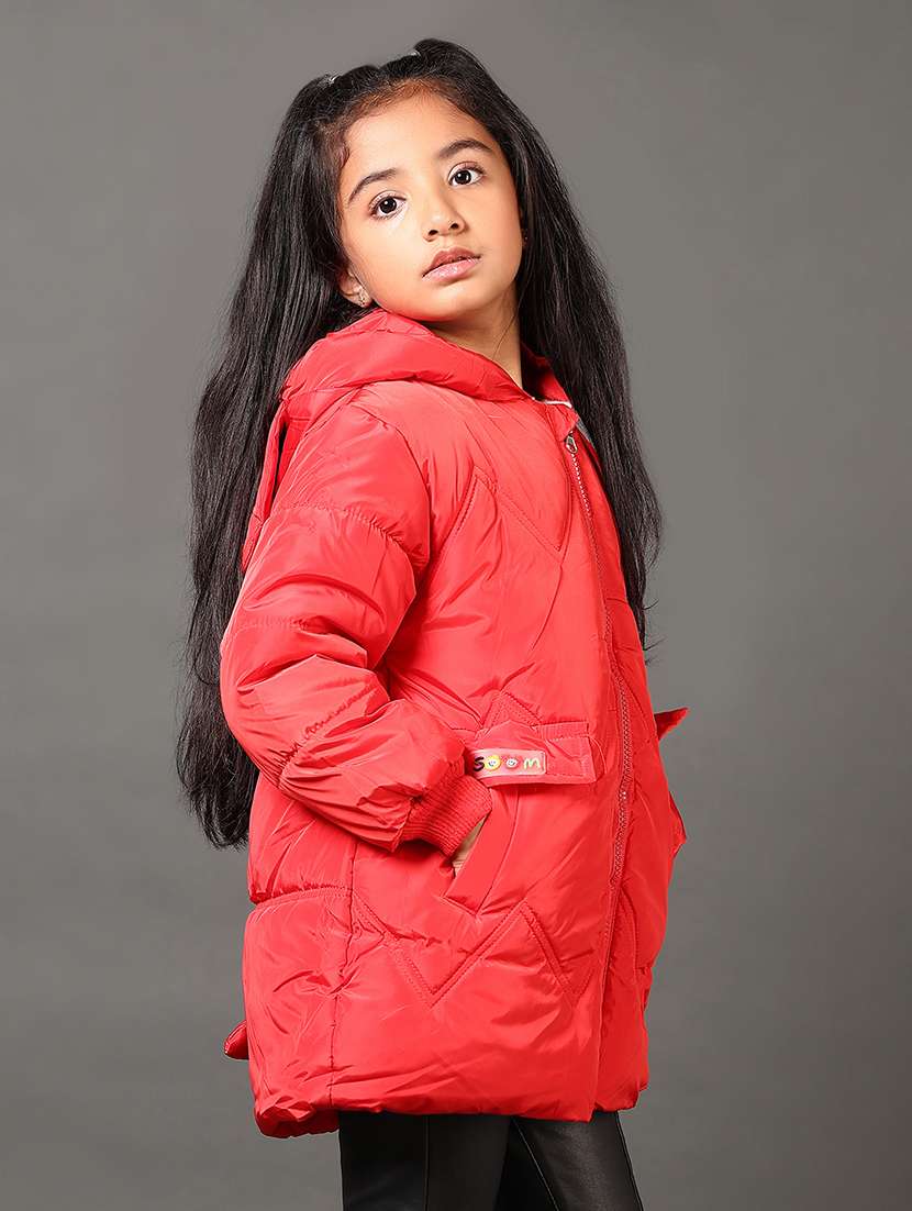 girls solid long sleeves puffer jacket - 21684090 -  Standard Image - 1