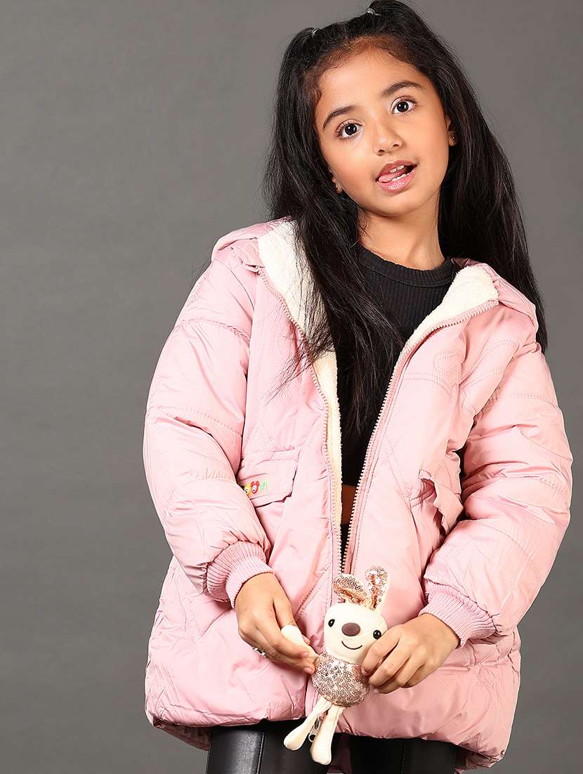 girls solid long sleeves puffer jacket - 21684091 -  Standard Image - 1