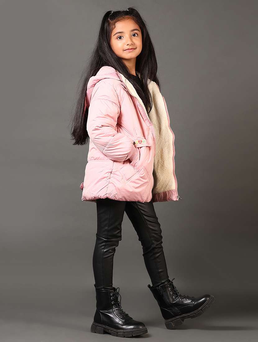 girls solid long sleeves puffer jacket - 21684091 -  Standard Image - 4
