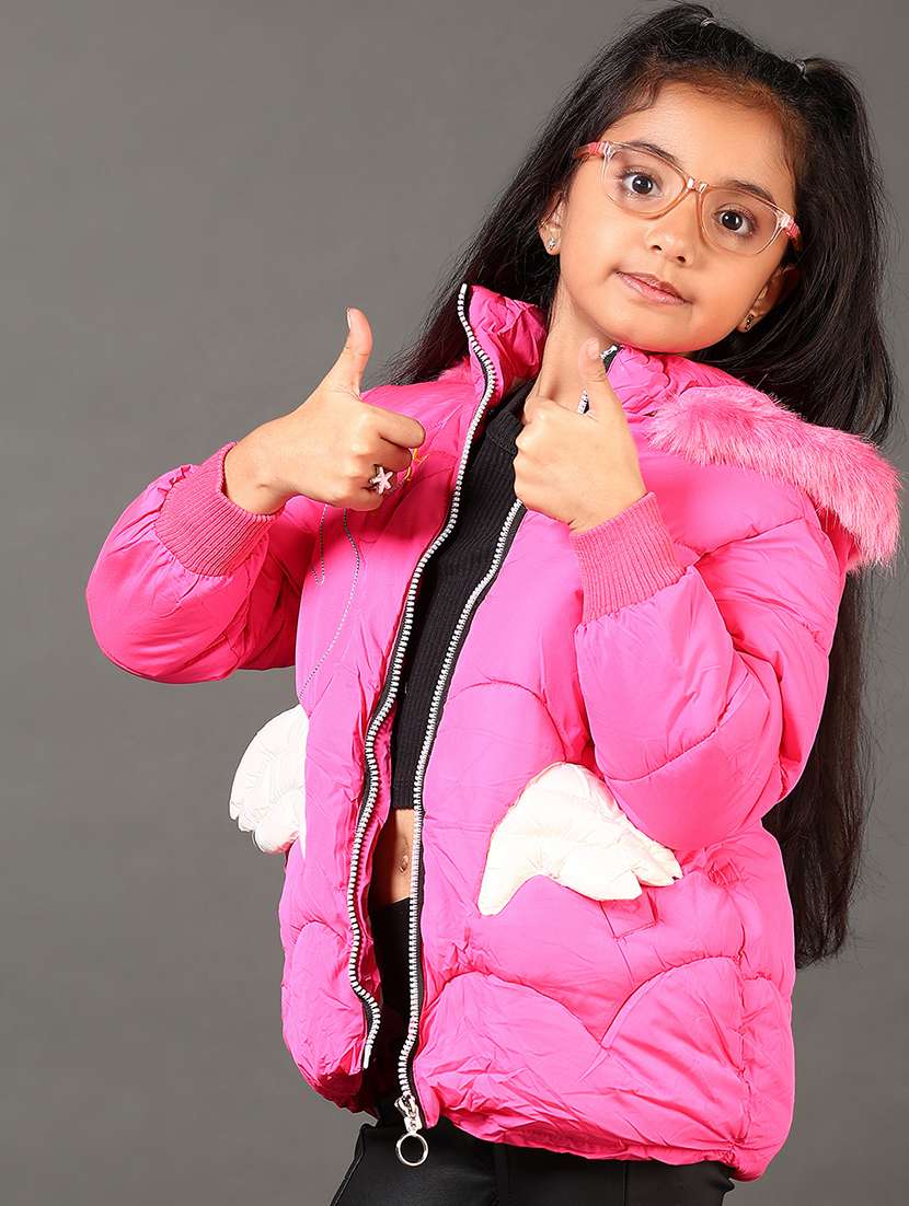 girls solid long sleeves puffer jacket - 21684093 -  Standard Image - 1