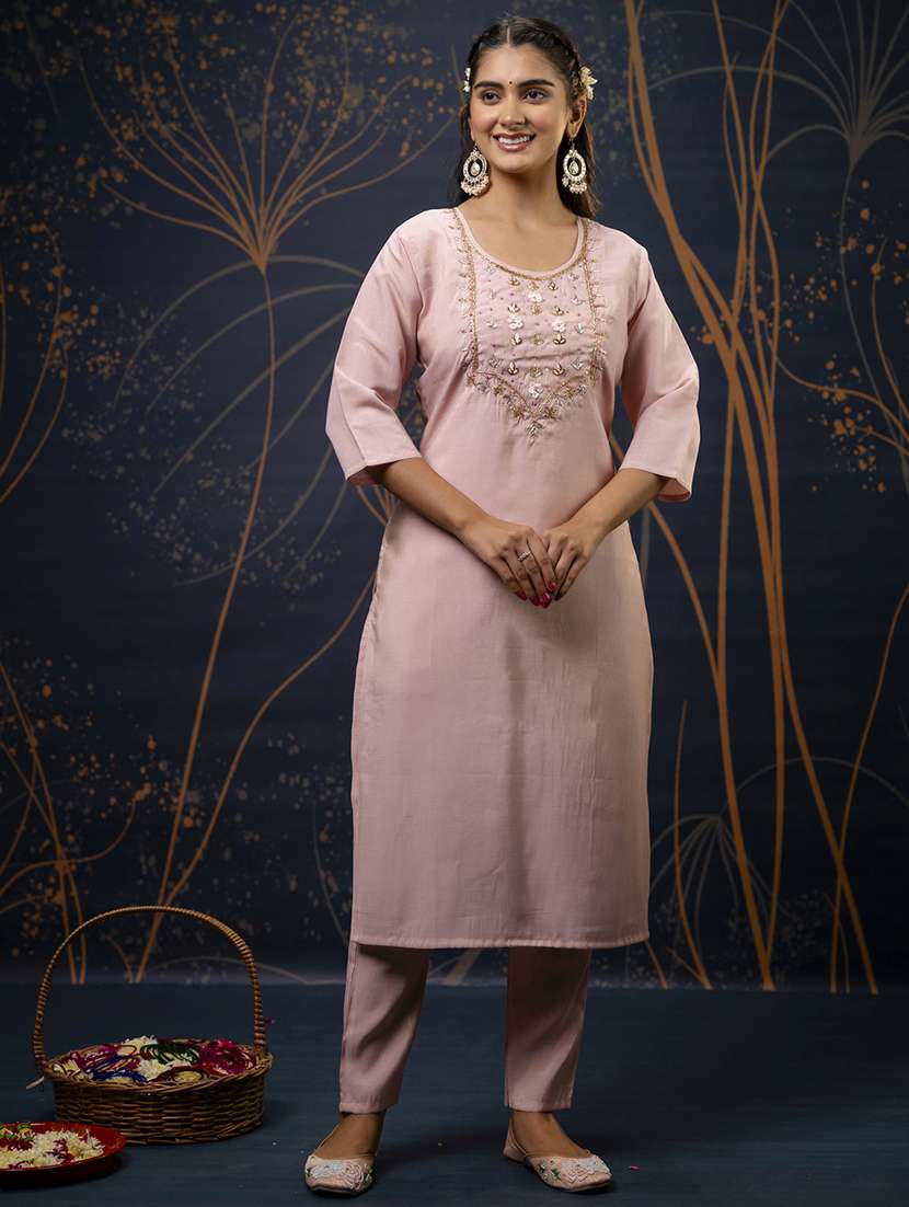 women three quarter sleeve kurta pant with dupatta set - 21684132 -  Standard Image - 1