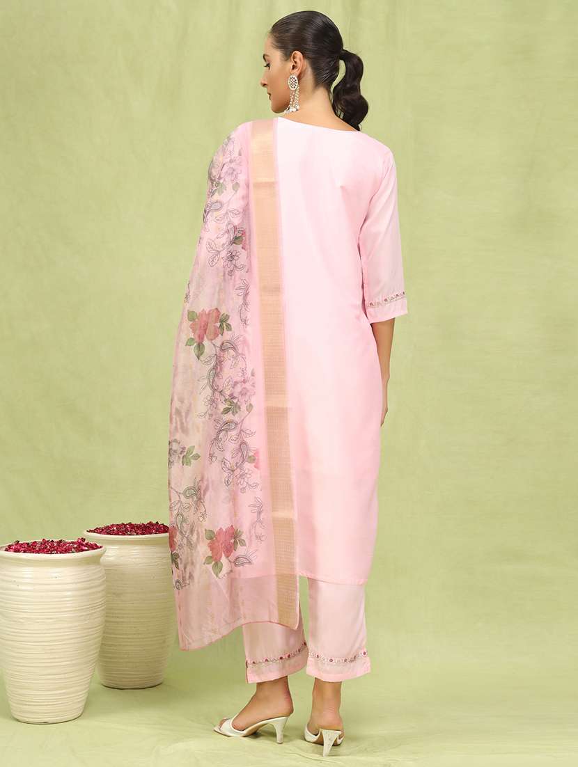 women three quarter sleeve kurta pant with dupatta set - 21684166 -  Standard Image - 1