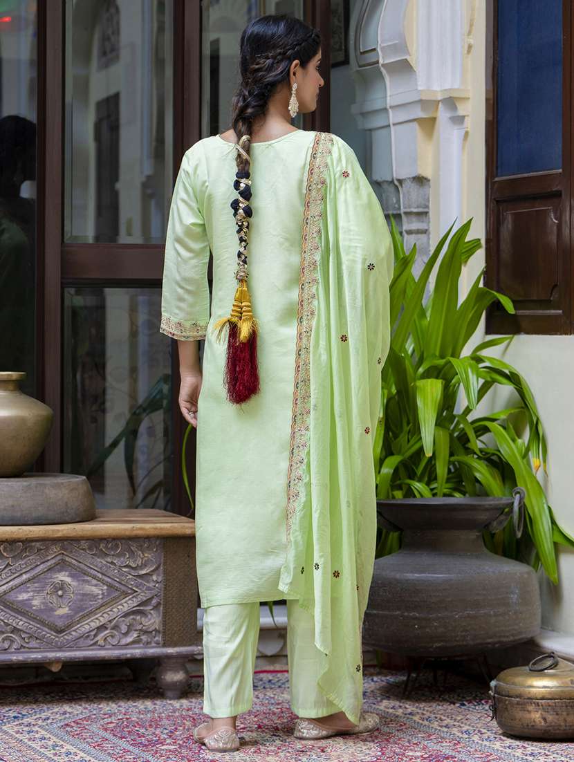 women three quarter sleeve kurta pant with dupatta set - 21684191 -  Standard Image - 1