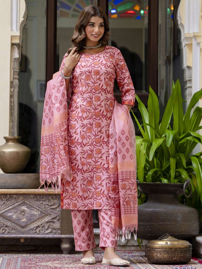 women printed kurta pant set with dupatta - 21684205 -  Standard Image - 1