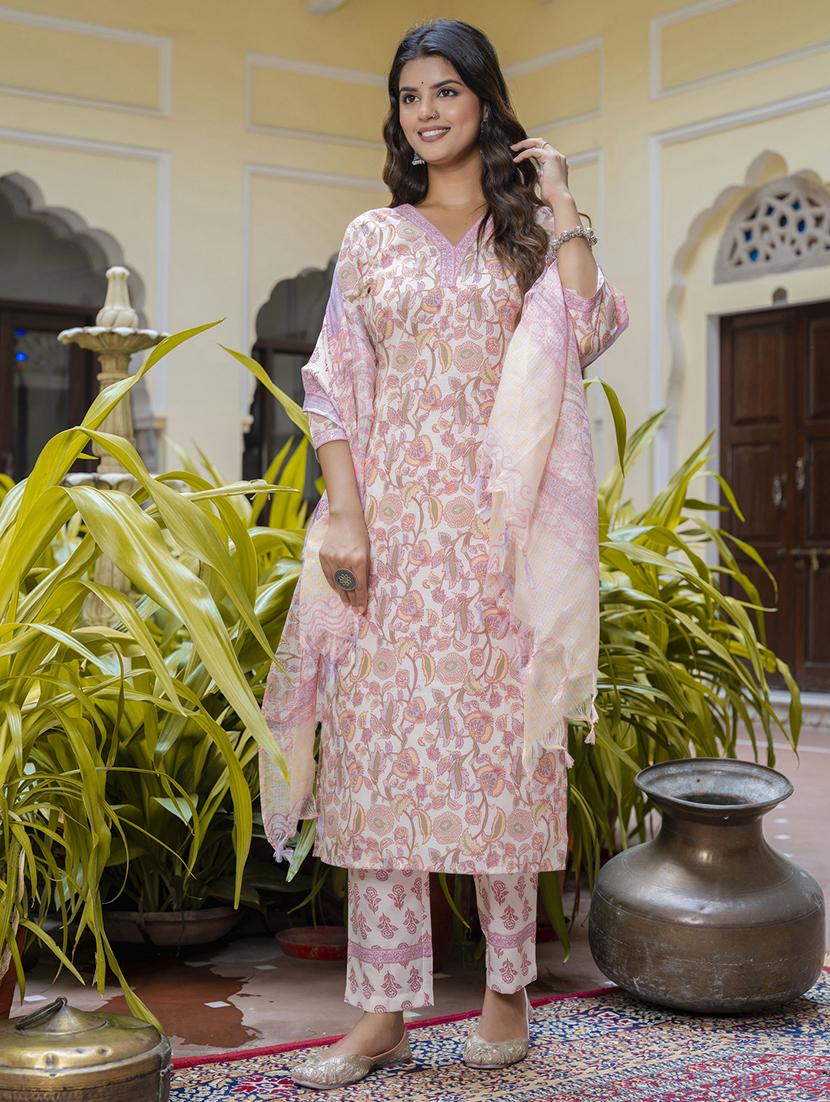 women printed kurta pant set with dupatta - 21684222 -  Standard Image - 1