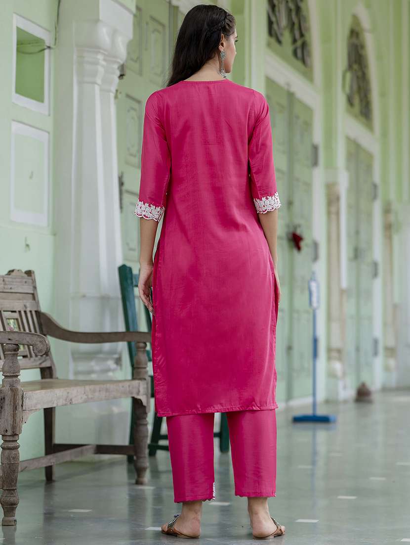 women three quarter sleeve kurta pant with dupatta set - 21684249 -  Standard Image - 1