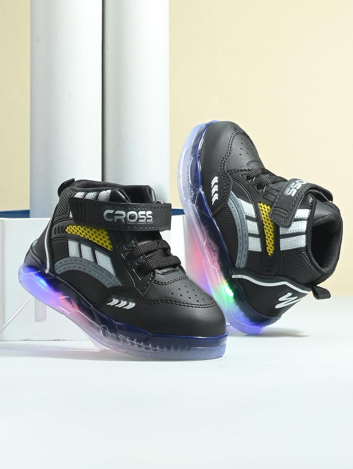 kids color blocked led lightweight velcro sneakers - 21684677 -  Zoom Image - 0