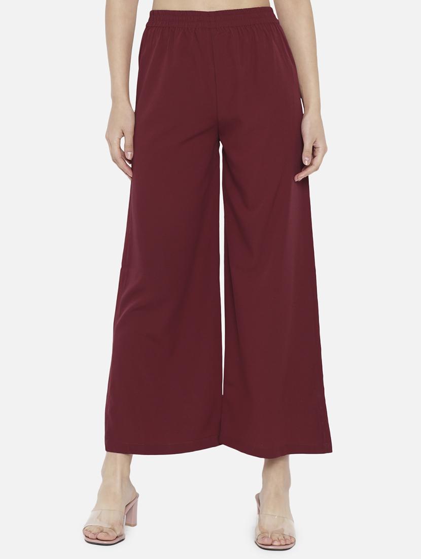 women striped mid rise straight palazzo - 21684829 - Zoom Image - 0