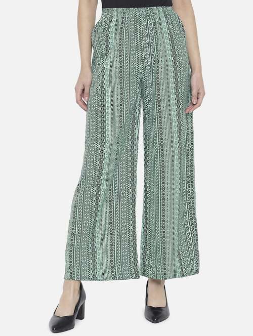 women printed mid rise straight palazzo - 21684838 - Standard Image - 0