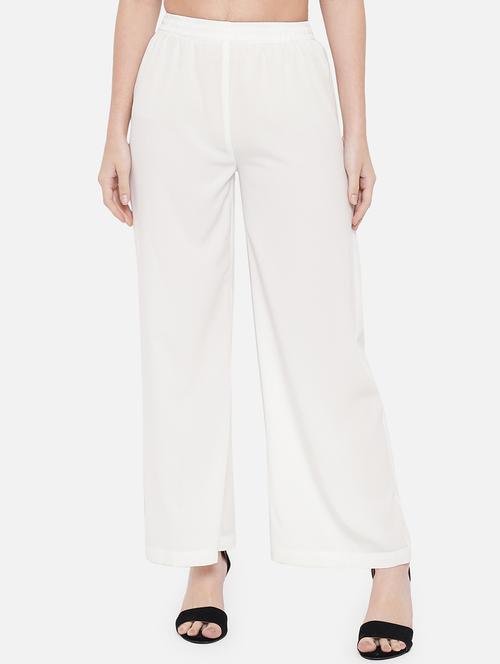 women solid mid rise straight palazzo - 21684842 -  Standard Image - 0