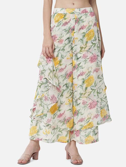 women floral print mid rise ruffle palazzo - 21684847 -  Standard Image - 0