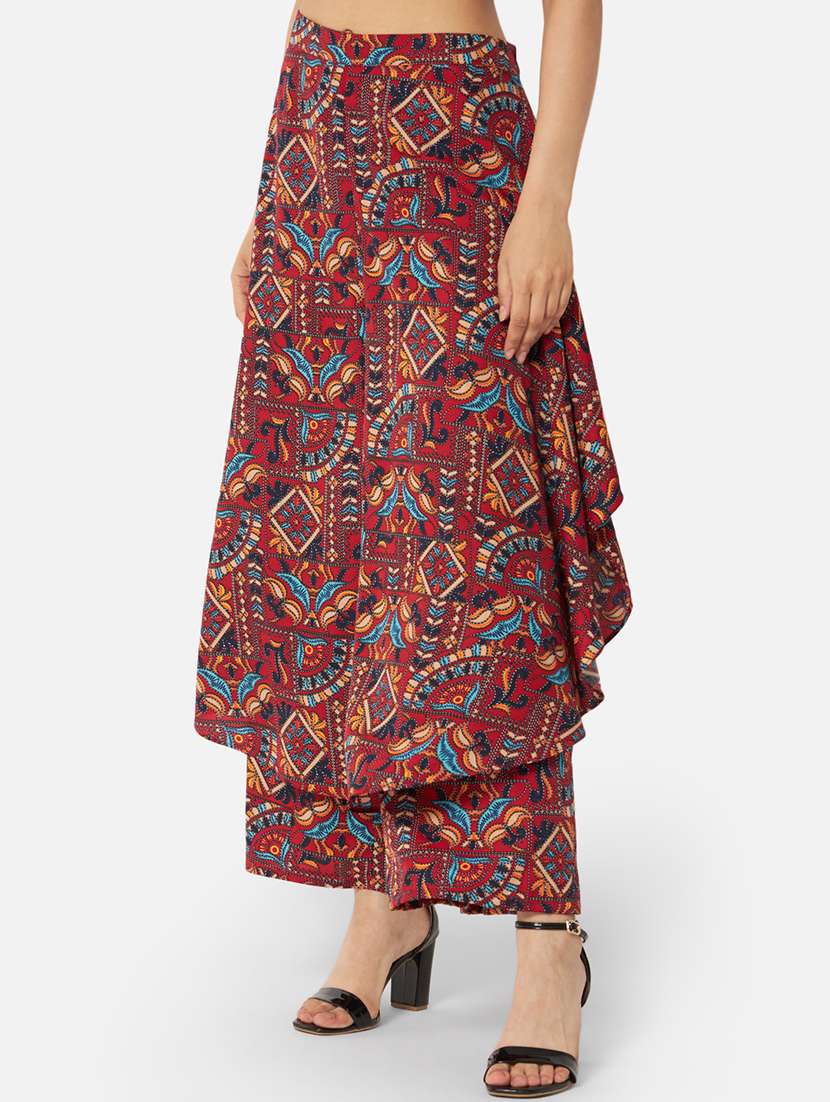 women printed mid rise flared palazzo - 21684861 -  Standard Image - 1