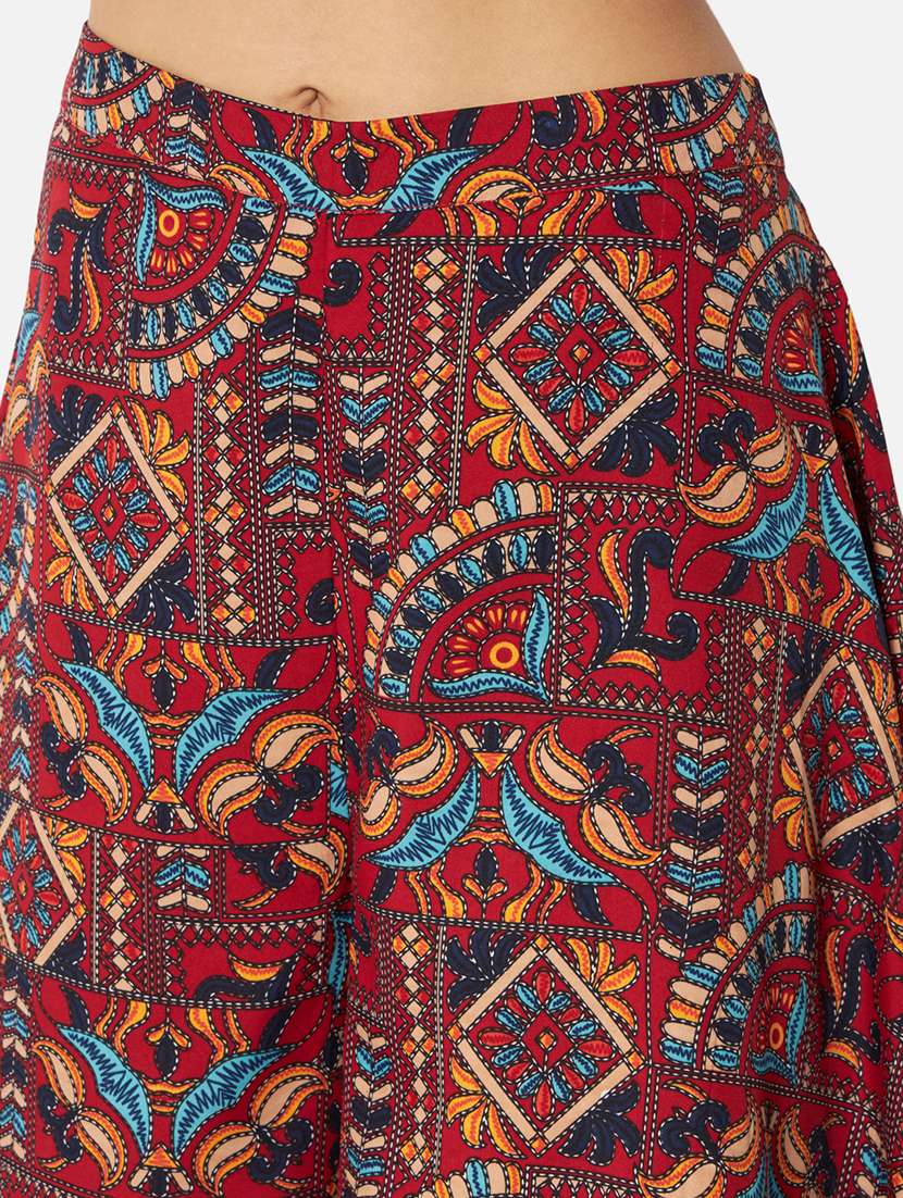 women printed mid rise flared palazzo - 21684861 -  Standard Image - 4