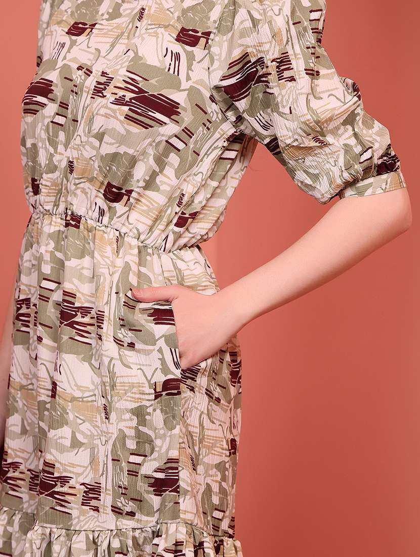 khaki polyester fit & flare dress - 21684868 -  Standard Image - 6