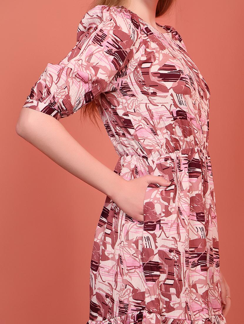 magneta polyester fit & flare dress - 21684869 - Standard Image - 6