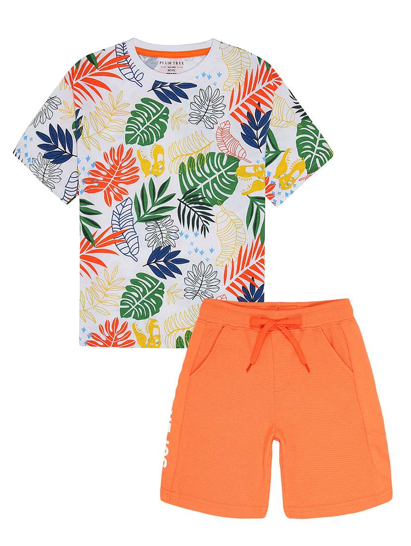 boys printed shorts twin set