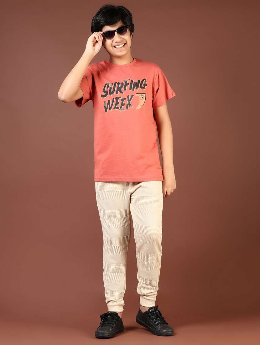 boys cream solid mid rise joggers - 21685086 -  Standard Image - 4