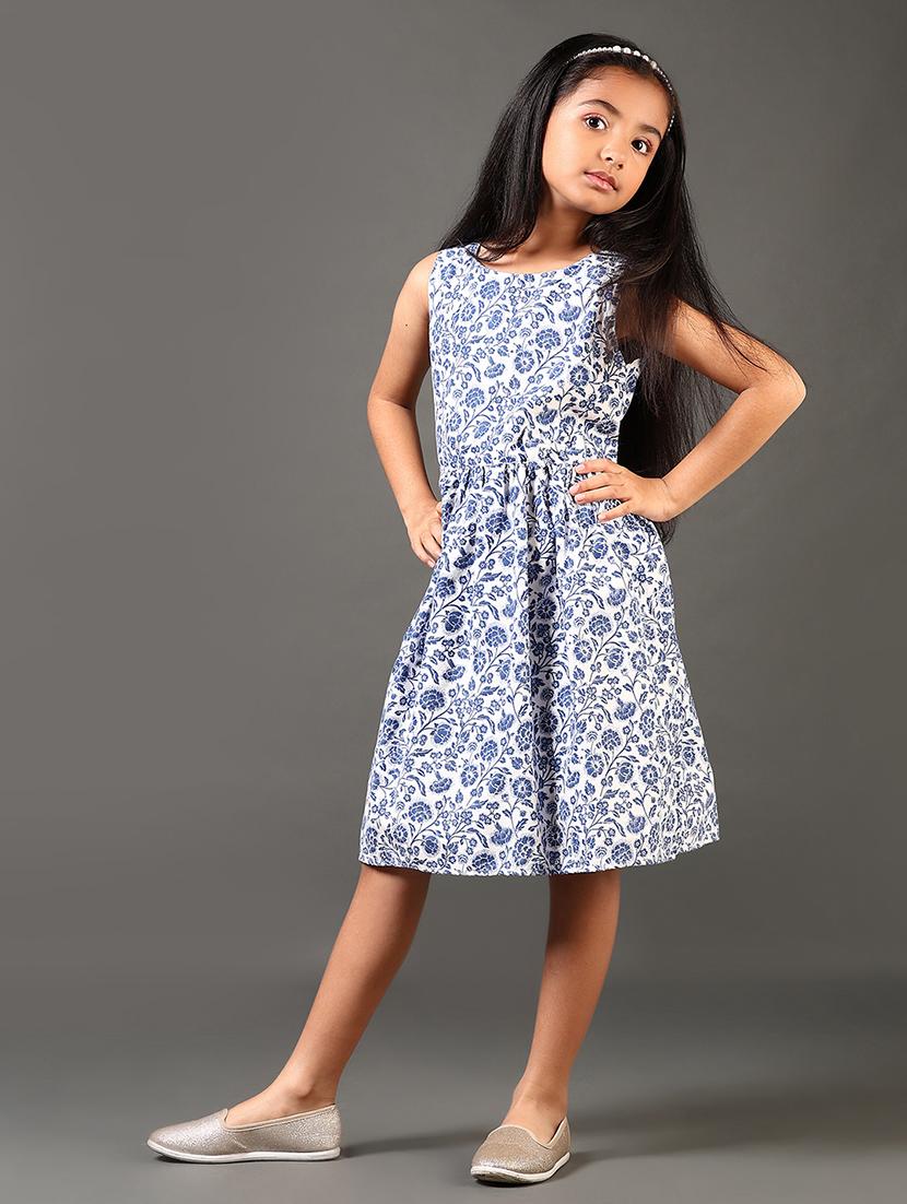 girls prinred sleeveless round neck frock - 21685096 - Standard Image - 1