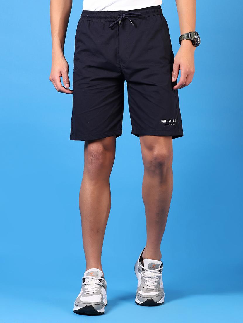 men navy blue solid mid rise sport short - 21685098 - Standard Image - 1