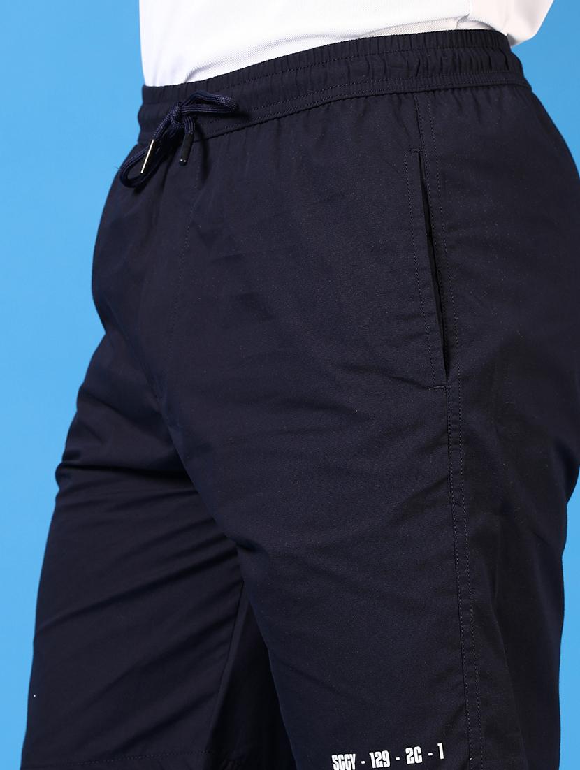 men navy blue solid mid rise sport short - 21685098 - Standard Image - 4