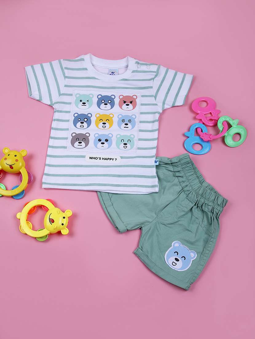 boys stripes printed t-shirt & short sets