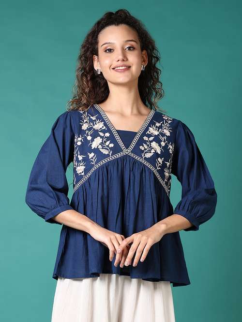 women embroidered peplum top - 21685119 - Standard Image - 0