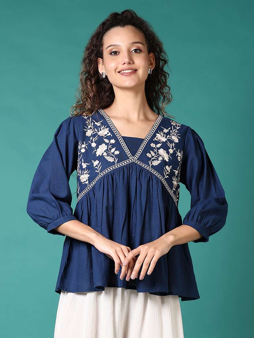 women embroidered peplum top - 21685119 - Zoom Image - 0