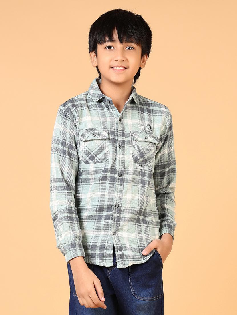 boys checkered collared casual shirt