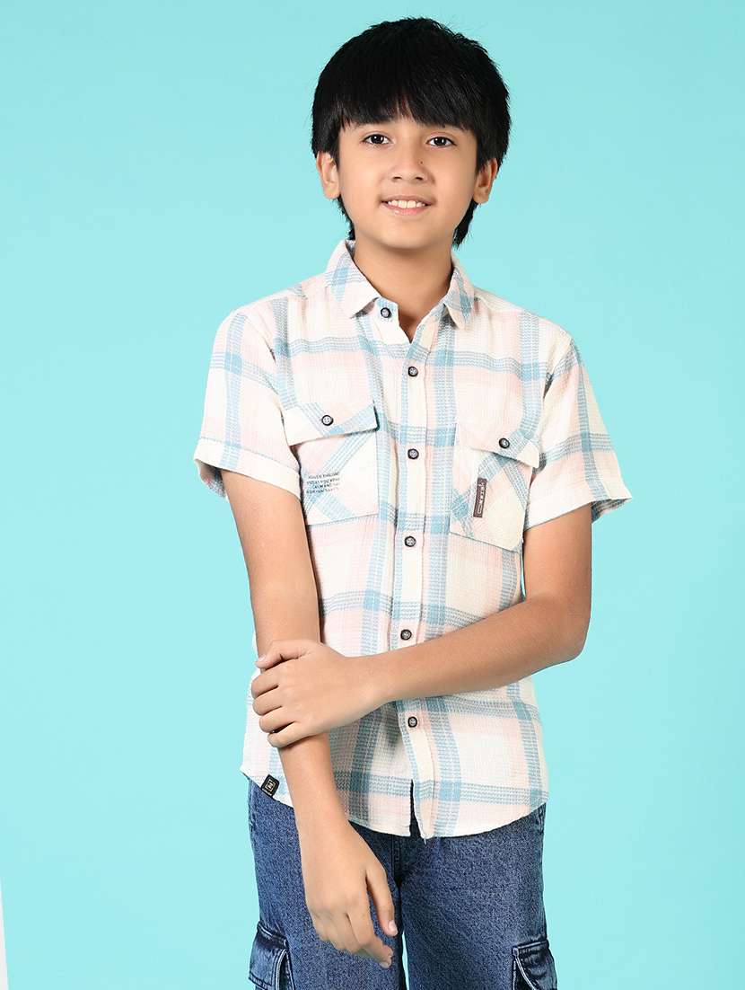 boys checkered collared casual shirt
