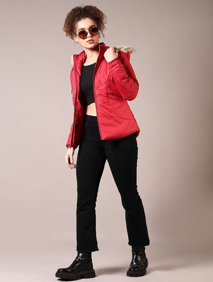 women solid hooded puffer jacket - 21685141 -  Standard Image - 4