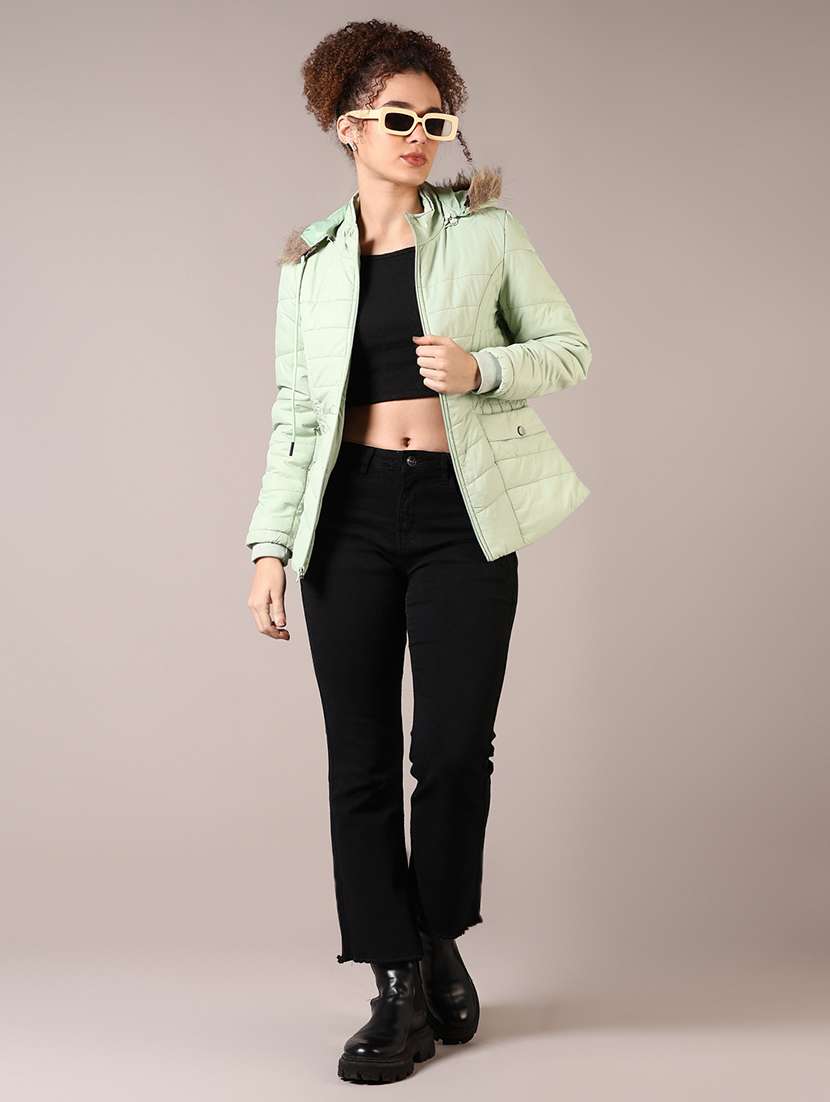 women solid hooded puffer jacket - 21685146 -  Standard Image - 4