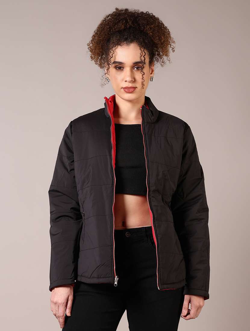 women solid long sleeve reversible puffer jacket - 21685148 -  Standard Image - 1