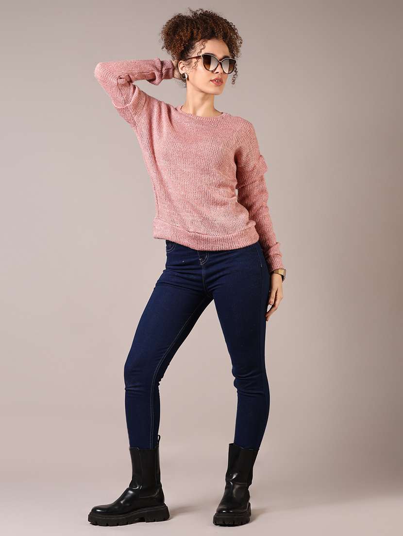 women solid long sleeve pullover - 21685174 -  Standard Image - 4