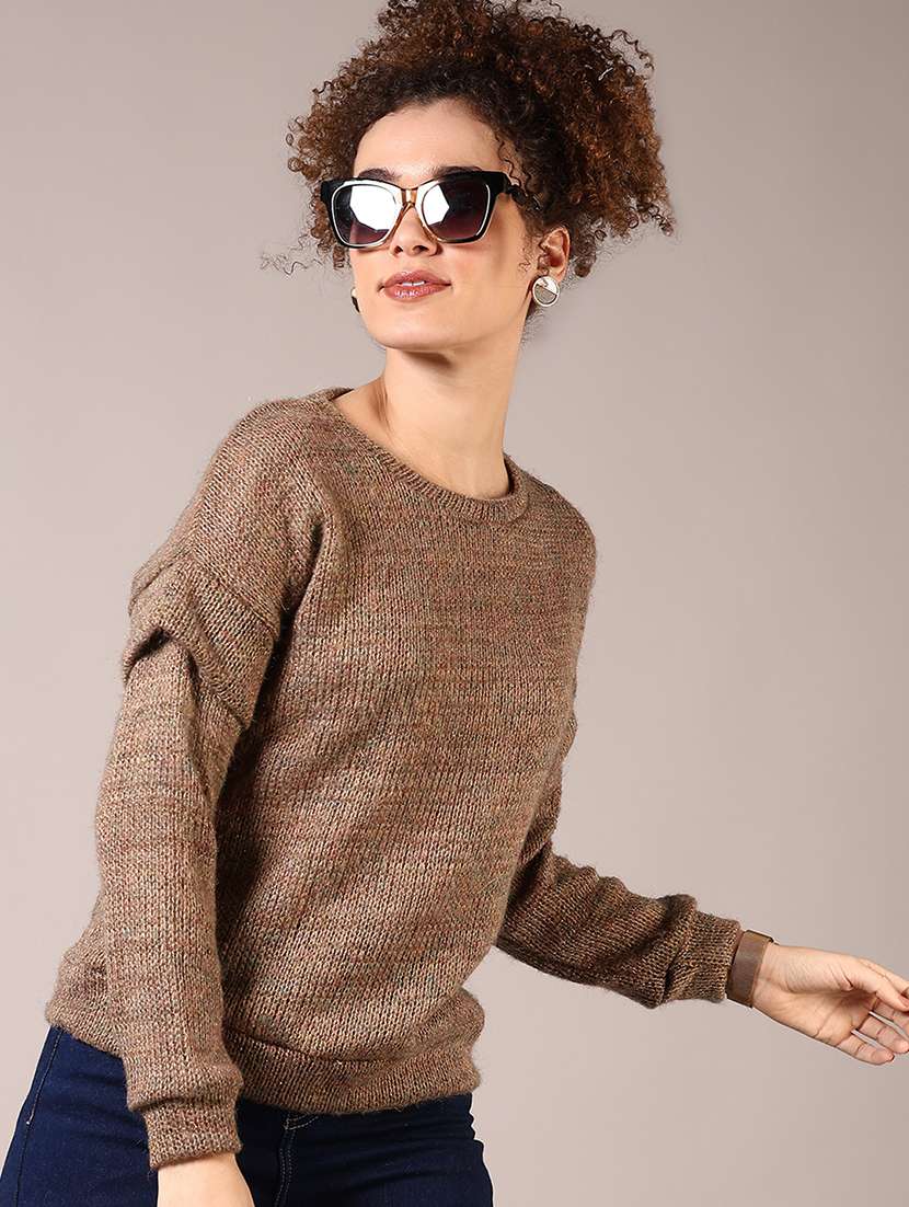 women solid long sleeve pullover - 21685175 -  Standard Image - 1