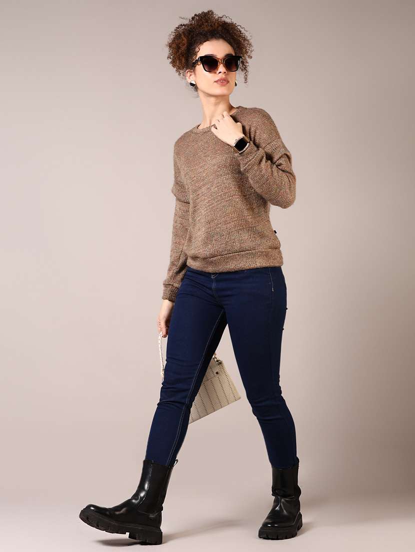 women solid long sleeve pullover - 21685175 -  Standard Image - 4