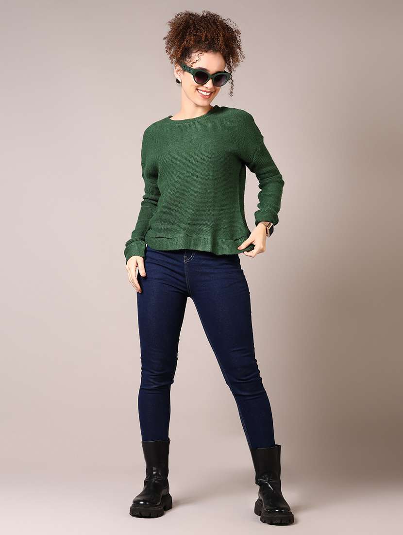 women solid long sleeve pullover - 21685176 -  Standard Image - 4