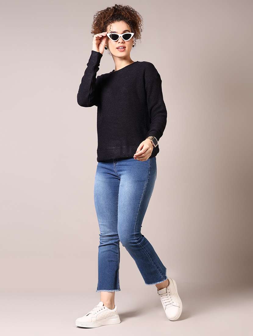 women solid long sleeve pullover - 21685177 -  Standard Image - 4