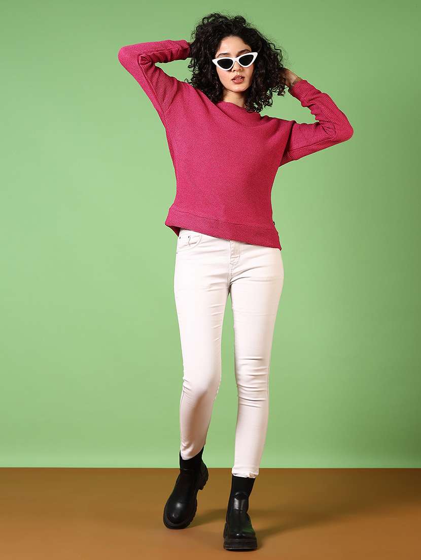 women solid long sleeve pullover - 21685178 -  Standard Image - 4