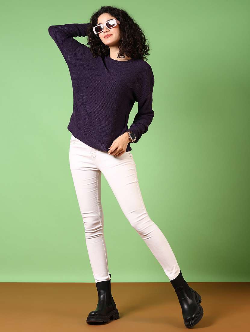 women solid long sleeve pullover - 21685179 -  Standard Image - 4