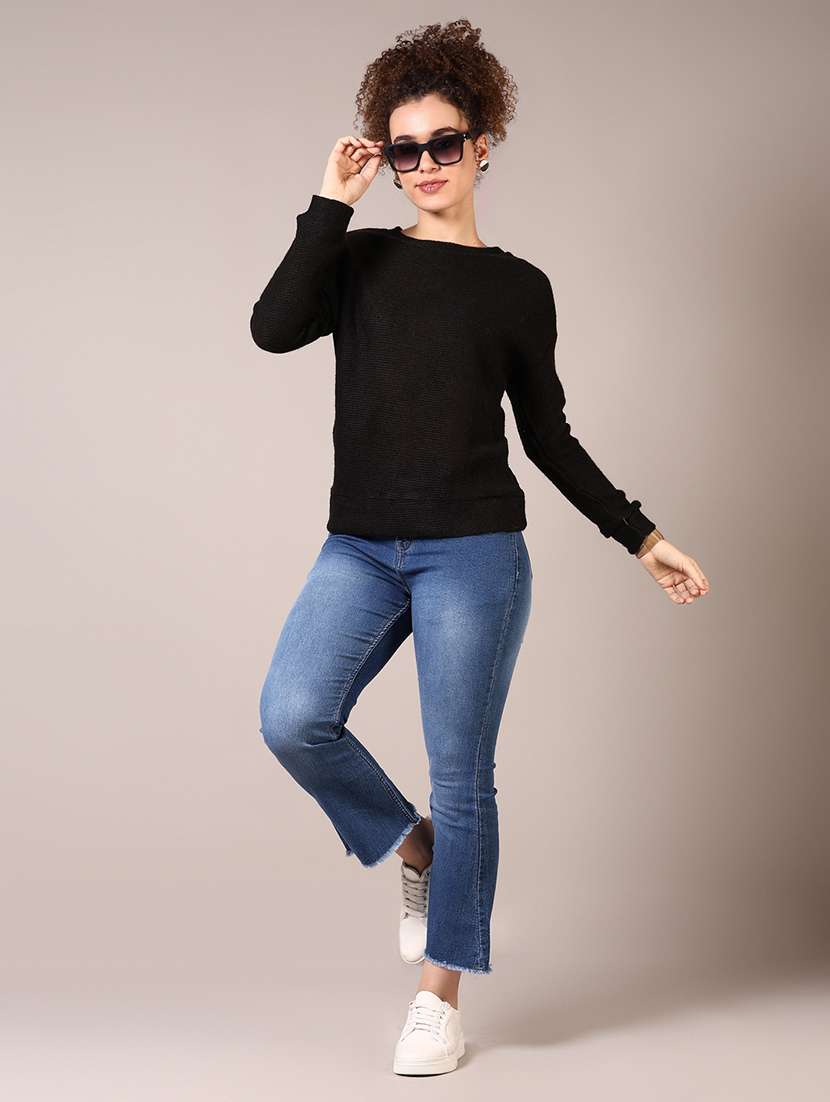 women solid long sleeve pullover - 21685180 -  Standard Image - 4