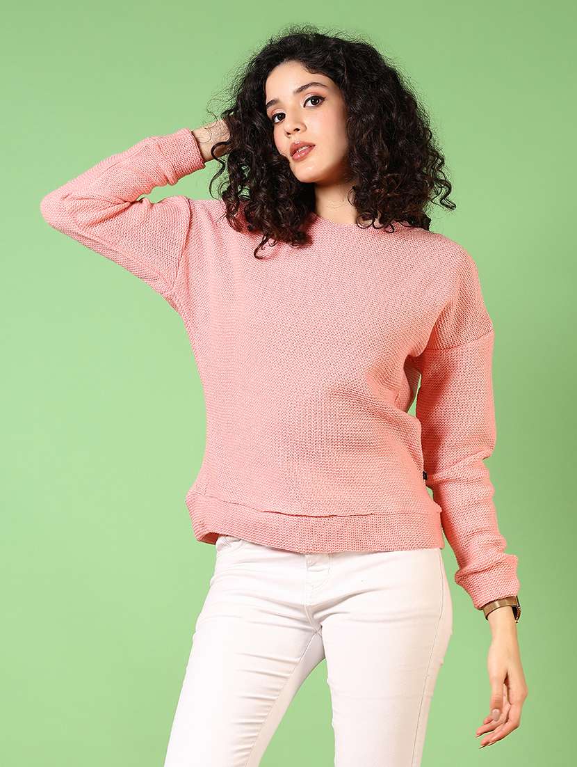 women solid long sleeve pullover - 21685182 -  Standard Image - 1