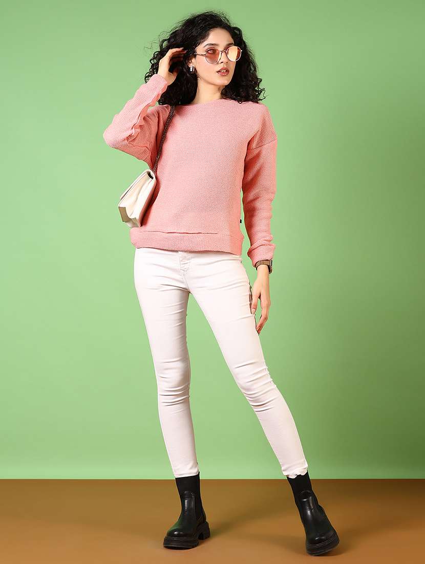 women solid long sleeve pullover - 21685182 -  Standard Image - 4