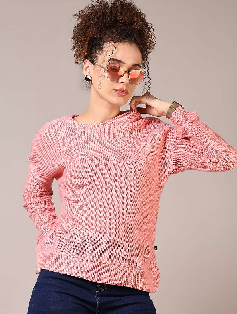 women solid long sleeve pullover - 21685183 -  Standard Image - 1