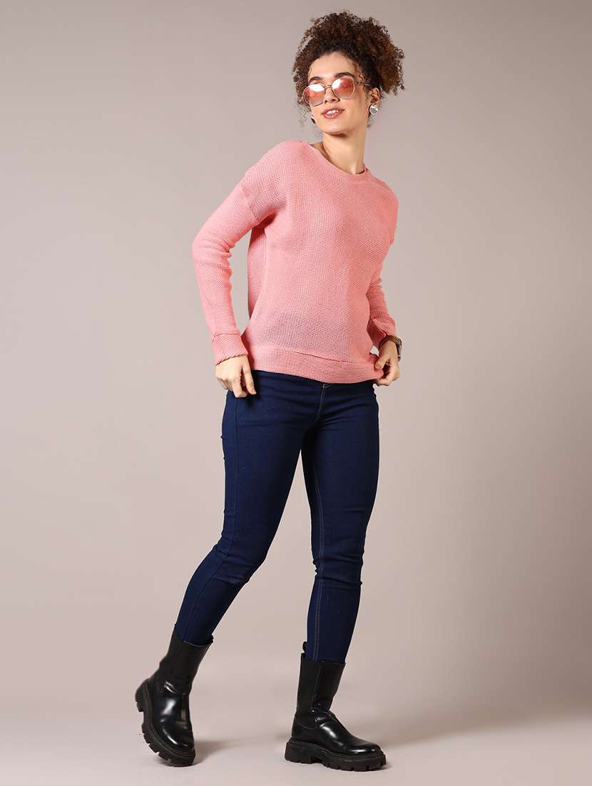 women solid long sleeve pullover - 21685183 -  Standard Image - 4