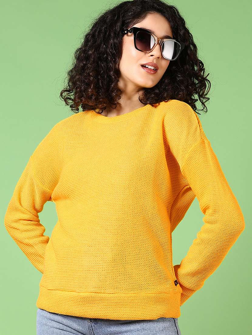 women solid long sleeve pullover - 21685184 -  Standard Image - 1