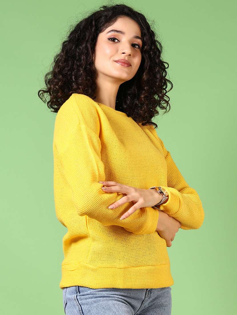 women solid long sleeve pullover - 21685185 -  Standard Image - 1