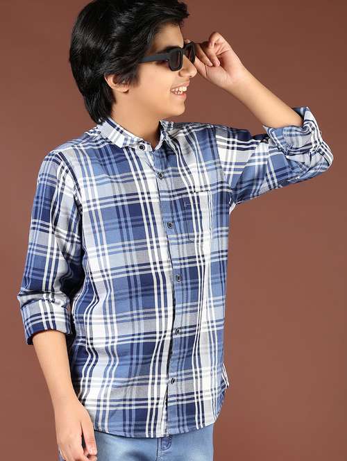 boys checkered long sleeve casual shirt - 21685198 -  Standard Image - 0