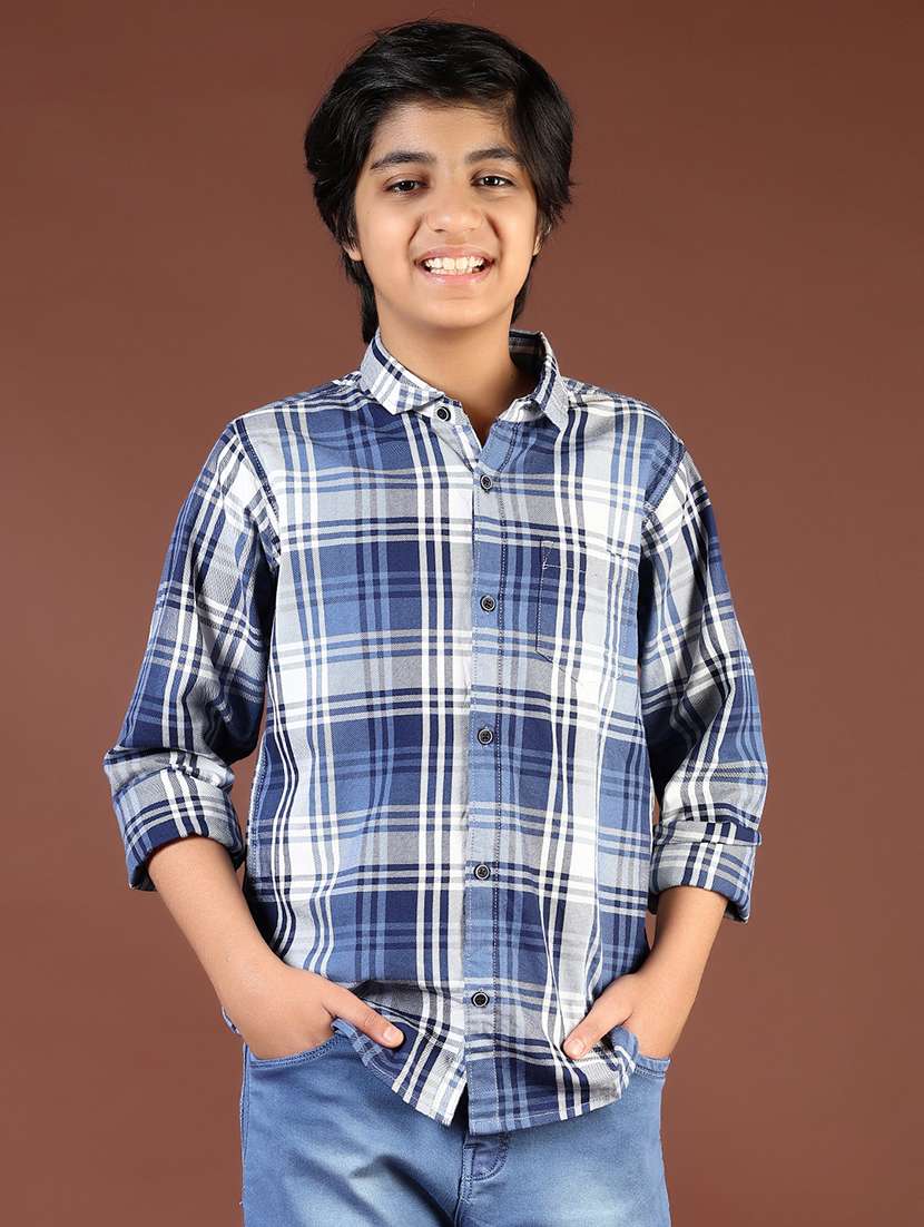 boys checkered long sleeve casual shirt - 21685198 -  Standard Image - 1